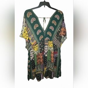 Bohemian Patchwork V-Neck Gypsy, Paisley 3x Plus